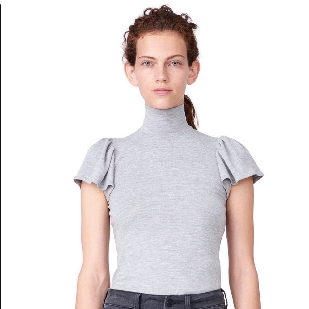 Rebecca Taylor mock neck flutter sleeve jersey top, NWT